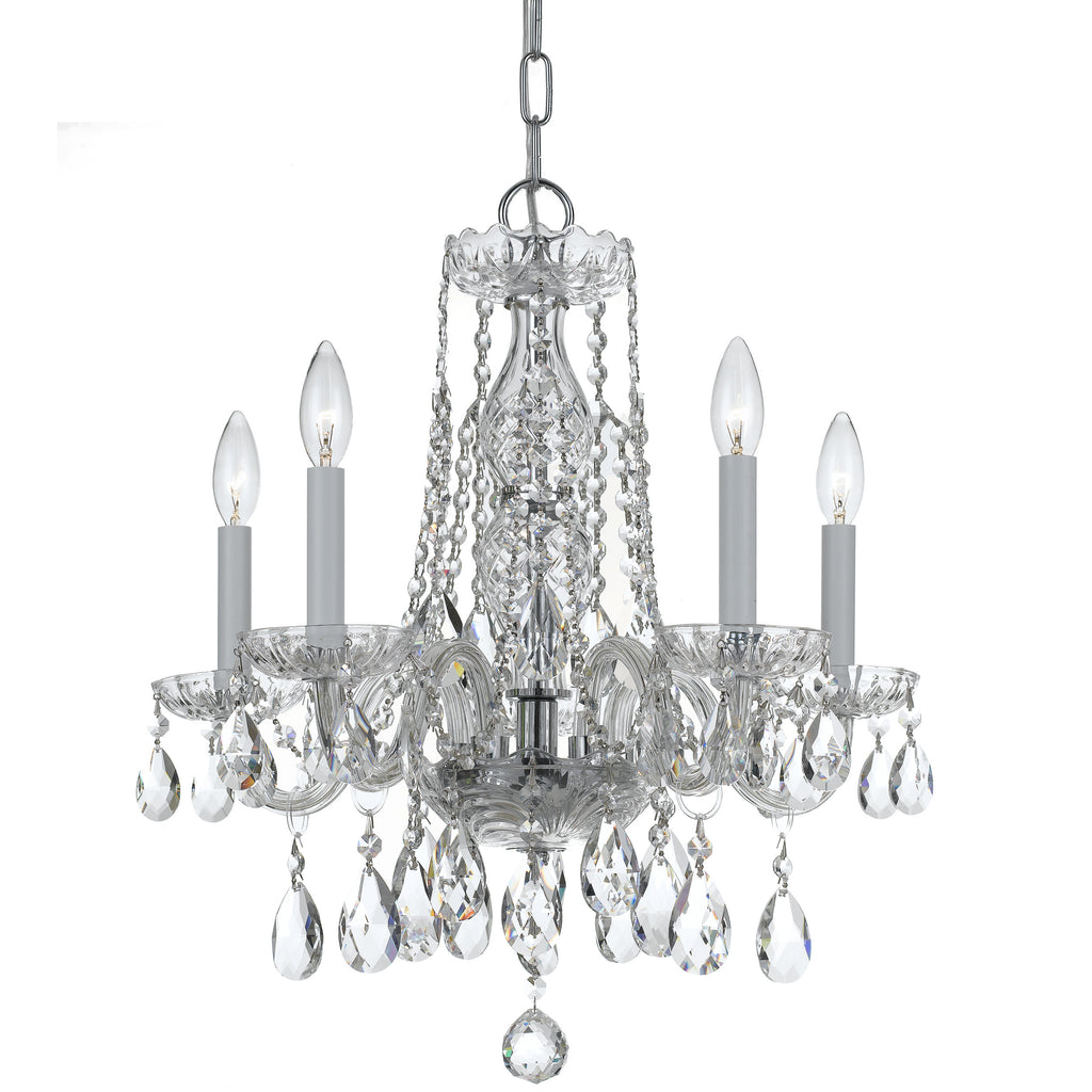 5 Light Polished Chrome Crystal Mini Chandelier Draped In Clear Hand Cut Crystal - C193-1061-CH-CL-MWP
