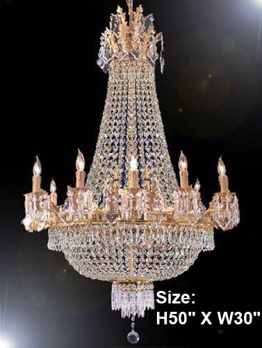 French Empire Crystal Chandelier H50" X W30" - A93-1280/10+5Large