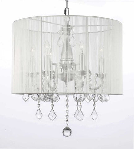 Crystal Chandelier With Large White Shade H 19.5" X W 18.5" - J10-1126/6