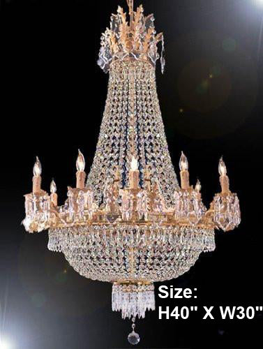 French Empire Crystal Chandelier H40" X W30" - A93-1280/10+5