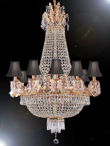 Swarovski Crystal Trimmed Chandelier Empire Crystal Chandelier Lighting With Shades - A93-Sc/Blackshade/1280/8+4 Sw