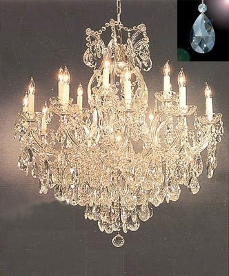 Maria Theresa Crystal Chandelier Lighting Chandeliers Dressed with  Diamond Cut Crystal! H 38" W 37" - Finish: Matte Silver - A83-B71/SILVER/21510/15+1