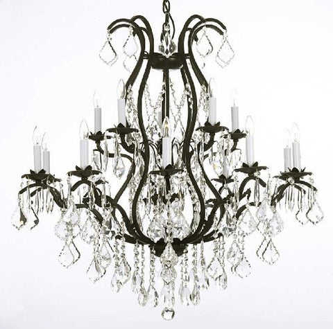 Wrought Iron Chandelier Crystal Chandeliers Lighting H36" X W36" - A83-3034/10+5