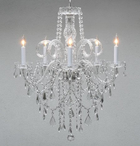 Authentic All Crystal Chandelier H30" X W24" - Go-A46-3/385/5