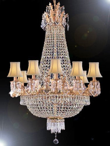 Swarovski Crystal Trimmed Chandelier Empire Crystal Chandelier Lighting With Shades - A93-Whiteshades/1280/8+4 Sw