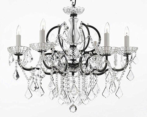 Nineteenth C. Baroque Iron & Crystal Chandelier Lighting Dressed With Empress Crystal (Tm) H 25" X W 26" - G83-994/6