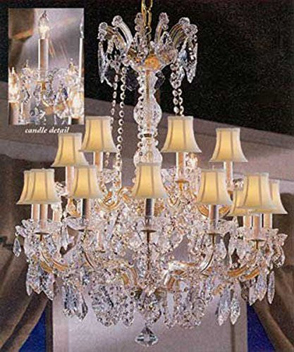 Maria Theresa Crystal Chandelier Lighting With White Shades 30"X28" - A83-Sc/Whiteshade/152/18