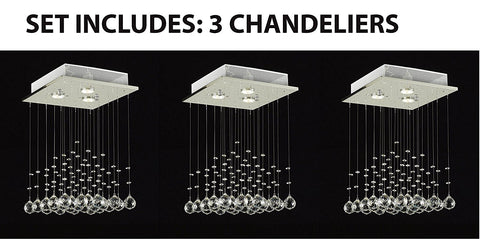 Set of 3 - JAC D'LIGHTS J10-C9071S-3us Modern Rain Drop Lighting Crystal Ball Fixture Pendant Chandelier 18 by 12-Inch Modern - 3EA-J10-C9071S-3us