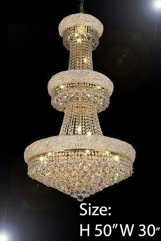 Empire Chandelier Lighting W/ Swarovski Crystal H50" X W30" - Perfect For An Entryway Or Foyer - F93-541/24Sw
