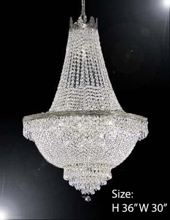 French Empire Crystal Chandelier Lighting H36" X W30" - A93-Silver/870/14