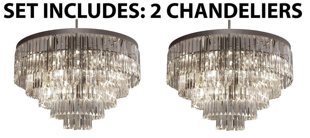 Set Of 2 - Palladium Empress Crystal (Tm) Glass Fringe Chandelier Lighting H 26" W 31.5" - G7-1157/17-Set Of 2